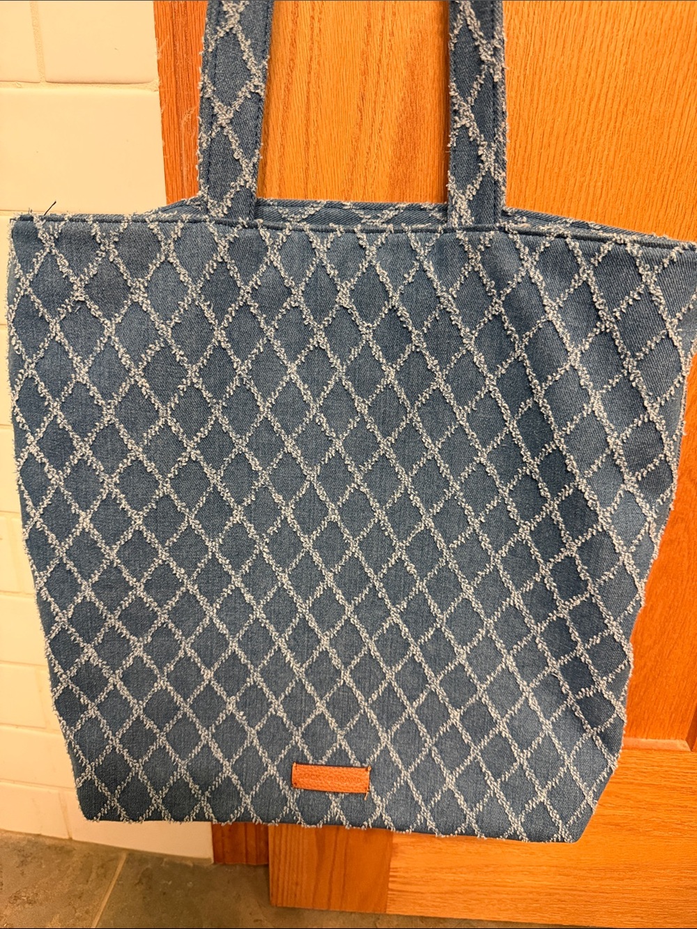 Lucky Brand Denim Diamond-Pattern Tote - Blue
